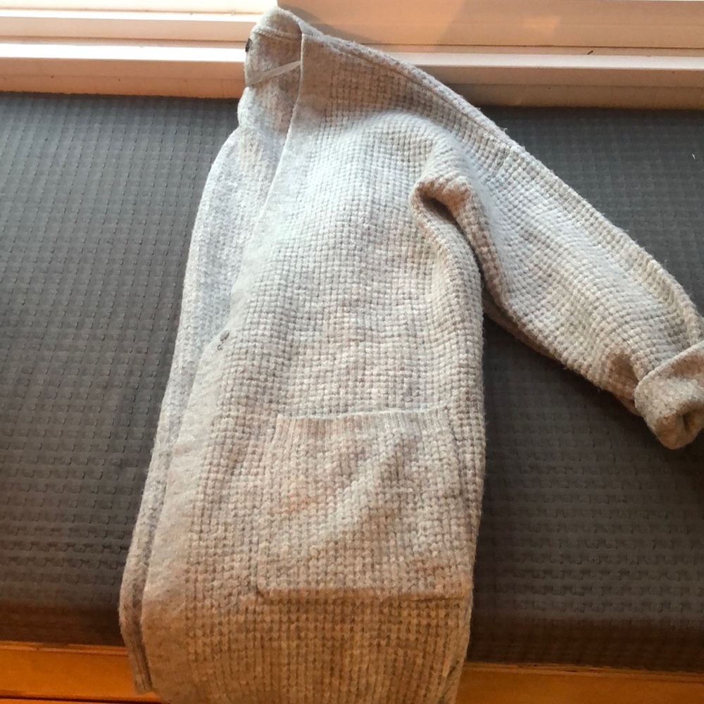 Grey Pocket Open Front Cardigan